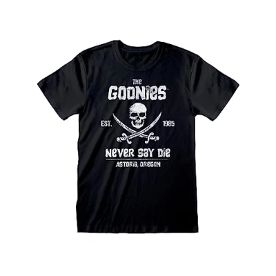 Image of Spiral The Goonies Never Say Die Front Print T Shirt Black XL