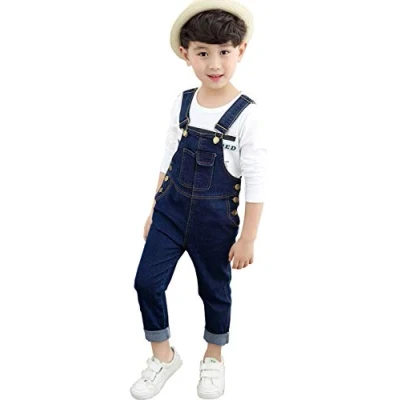 Image of Hangzhikids Boys Casual Denim Dungarees Ajustable Straps Jeans Overall Bib Age 3 13 Years(Blue,12 Years)