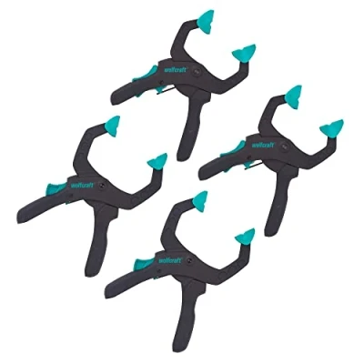 Image of wolfcraft Ratchet Clamp Set for Hobby and Trade Use, 4 Pcs. I 8625000 Strong Clamping Applications with 40 or 60 mm Width