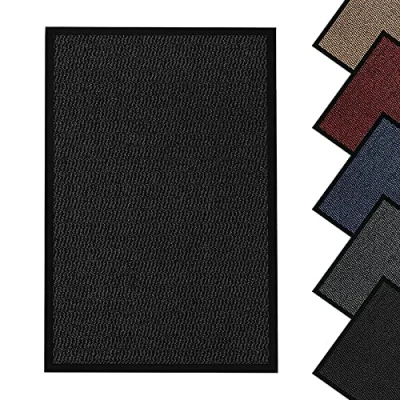 Image of JKZ RUG AND DOORMATS Door mat heavy duty non slip indoor/outdoor Kitchen hall floor washable light weight barrier rubber mats (Black, 40x60)