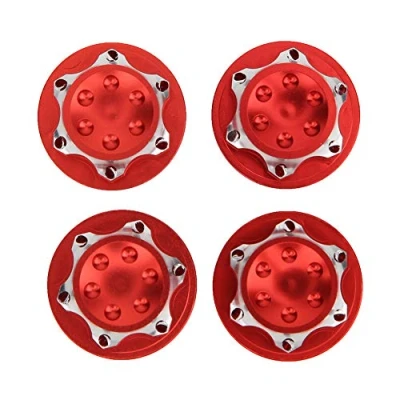 Image of Tbest RC Hub Nut, 17mm 4Pcs Aluminium Alloy Dust proof Nut Wheel Accessory for 1/8 Car Model(red) Model Toy