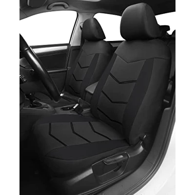 Image of TOYOUN Car Seat Covers Black Front for Van Sedan SUV Universal Fit Breathable Pair