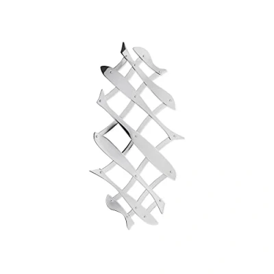 Image of Alessi DUL03 Pescher Design Extensible Trivet in Polished Steel,2 x 30 7 cm, Silver