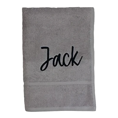 Image of TeddyTs Personalised Embroidered Name Hand Towel (Grey and Black)