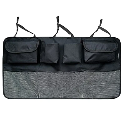 Image of Hillington Car Backseat Storage Bag With Pockets And Fastening Flip Cover Waterproof Collapsible Foldable Multiple Shopping Cleaning Tidy Trunk Organiser Kick Mat