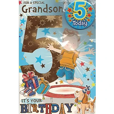 Image of SPECIAL GRANDSON AGE 5 BIRTHDAY CARD WITH BADGE***9 X 6 INCHES**1ST CLASS POST**AE5*