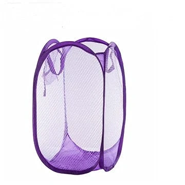 Image of Toysrex Foldable Pop Up Mesh Washing Laundry Basket Bag Bin Hamper Toy Tidy Storage Organiser Organizer (Purple)