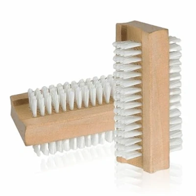 Image of Wooden Nail Brush Double Sided Fingernail Cleaning Dust Removal Brushes Soft Bristle Manicure Ideal for Hand Toes Home Salon (Pack of 2)