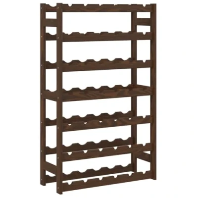 Image of vidaXL Solid Pine Wood Wine Rack 42 Bottle Storage, Floor standing, Brown Perfect Addition to Your Kitchen, Dining Room or Cellar