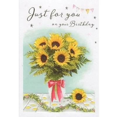 Image of ICG Female Birthday Card General for Women Sunflower Bouquet Embossed with Foil Details