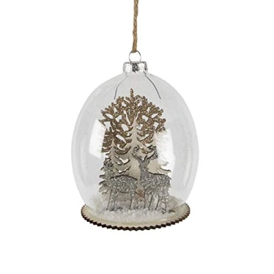 Image of Stag &amp; Forest Scene Christmas Tree Bauble Decoration