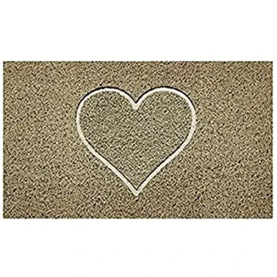 Image of Nicoman Embossed Spaghetti Door Mat Dirt Trapper Jet Washable Doormat 70x43cm (Beige, HEART Shape) Use Indoor or Sheltered Outdoor