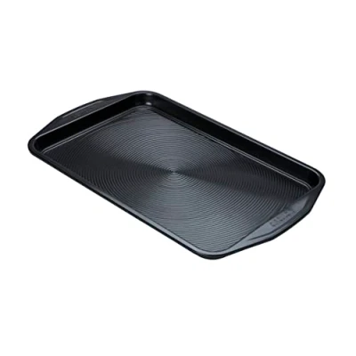 Image of Circulon Ultimum Oven Tray Non Stick Large Baking Tray, Durable Carbon Steel, Freezer &amp; Dishwasher Safe Bakeware, 44.5 x 28 2.5cm, Black