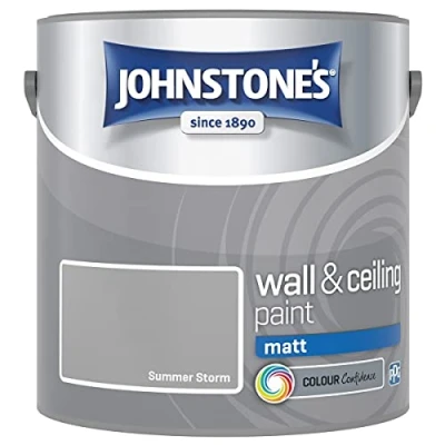Image of Johnstone&#039;s Wall &amp; Ceiling Paint Summer Storm Matt Finish Emulsion Fantastic Coverage Easy to Apply Dry in 1 2 Hours 12m2 per Litre 5L