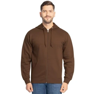 Image of Fruit of the Loom Unisex&#039;s Eversoft Fleece Hoodies, Pullover, Moisture Wicking &amp; Breathable, Sizes S 4x Hooded Sweatshirt, Warm Mocha Full Zip, XXXL