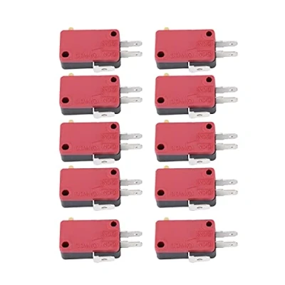Image of 10Pcs Micro Switch, Red 3Pins Push Button Switch Limit for Arcade Game Mini Switches
