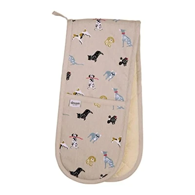 Image of Dexam Woof Double Oven Gloves, Stone