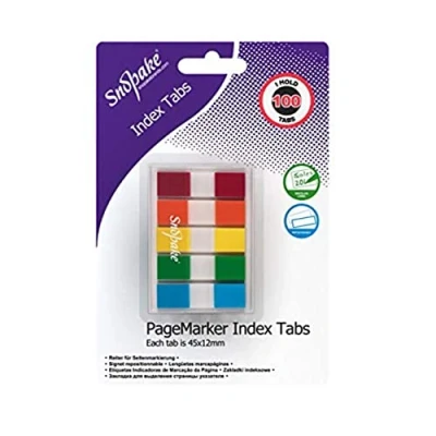 Image of Snopake Index Tab PageMarkers with Colour Coded Tips 45 x 12 mm 100 Tabs Assorted [Ref: 15844]