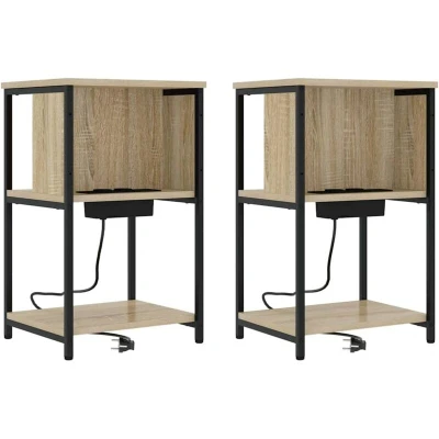 Image of vidaXL Bedside Cabinet 2 pcs Sonoma oak 38 x 31 61 cm