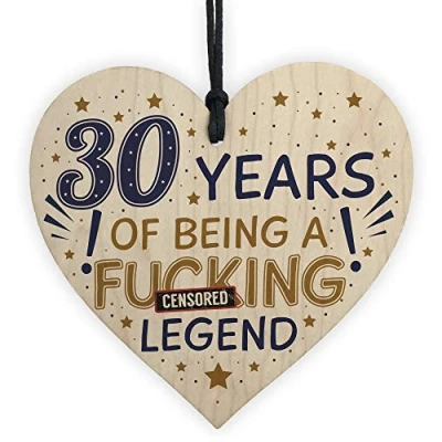 Image of RED OCEAN Funny 30th Birthday Rude Gifts For Women Men Friend Hanging Wooden Heart Sign Decorations Accessories Gift