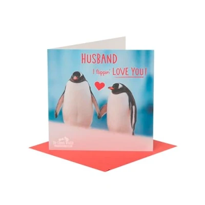 Image of UK Greetings Valentine&#039;s Day Card For Husband Cute Penguin Design