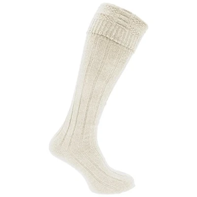 Image of Mens Traditional Scottish Highland Wear Kilt Wedding Hogmanay Socks/UK 6 11 Eur 39 45 (Cream)
