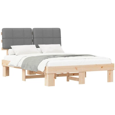 Image of vidaXL Bed Frame with Upholstered Headboard Light Grey 160 x 200 cm