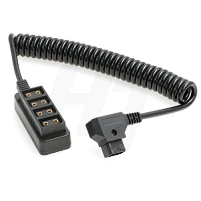 Image of HangTon D tap Power Splitter 1 to 4, P Adapter Coiled Cable for V Mount Gold Battery Camera Monitor