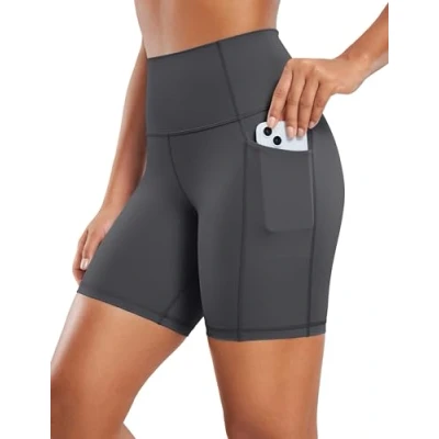 Image of CRZ Yoga Women&#039;s Naked Feeling 6&#039;&#039; Shorts with Pockets High Waisted Gym Cycling Fitness Mysterious Grey 8