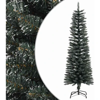 Image of vidaXL Artificial Slim Christmas Tree with Stand Green 150 cm PVC
