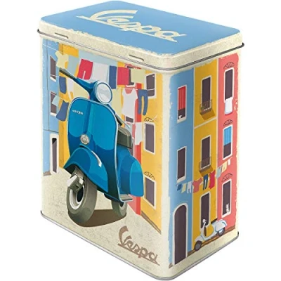 Image of Nostalgic Art Retro Storage Jar L, 3 Vespa Italian Laundry Gift Idea for Scooter Fans, Large Tin Coffee Tin, Vintage Design
