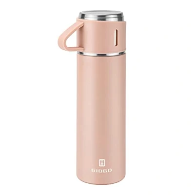Image of Vacuum Insulated Flask 500ml/16.9oz Stainless Steel Thermo Bottle with Cup for Coffee Water Hot and Cold Drink Flasks.(Pink,Single)