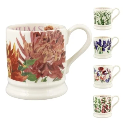 Image of Emma Bridgewater Large Mug 1/2 Pint, Ceramic Coffee Stoneware Mug, Cappuccino, Latte, Coffee, Tea Cup Beautiful Mugs, Birthday Gift Chrysanthemum