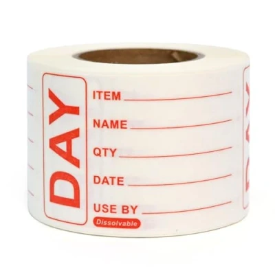 Image of L LIKED 250 Dissolvable Labels 49 x 74mm Water Soluble Food Prepped Product for Jars, Pantry and Meal Containers, Leaves No Sticky Residue After Use (1 Roll)
