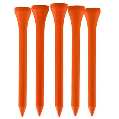 Image of 100 PCS Bamboo Golf Tees Multiple Colours &amp; Sizes Eco Friendly Sustainable (70mm Neon Orange)