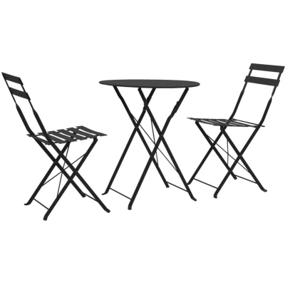 Image of vidaXL 3 Piece Bistro Set Steel Black