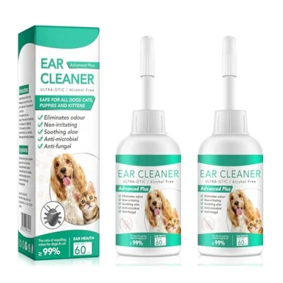 Image of FunnAura 2PCS Dogs Ear Cleaner Solution, 60ml Dog Drops, Effective Eliminates Stinky Stuff for Ears