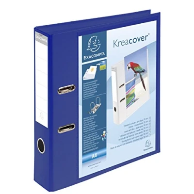 Image of Exacompta Ref 53789BE Kreacover Collection Prem&#039;Touch Lever Arch File 320 x 290mm in Size, Suitable for A4 Documents, Polypropylene, 2 Rings, 70mm Spine Blue