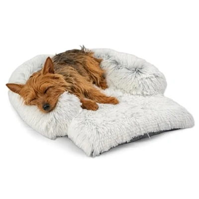 Image of Best Friends by Sheri Nap Mat Dog Bed with Bolster Washable Crate Pad Removable Cover, Frost, Small, 22&quot; x 15&quot;