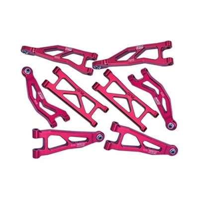 Image of GPM RACING Aluminium 7075 Front And Rear Suspension Arms Set For Arrma 1/18 GRANITE GROM MEGA 380 Brushed 4X4 Monster Truck ARA2102 Upgrade Parts Red