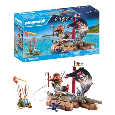 Image of Playmobil Pirates Pirate Raft Treasure Recovery Toy Figure Toys for Children aged 4+ 71794