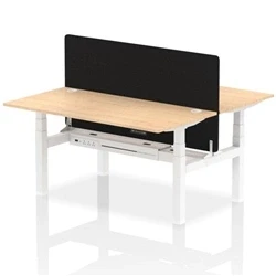 Image of Air B2B 1600x800mm Adjustable 2P Bench Desk CP Maple/White + Screen