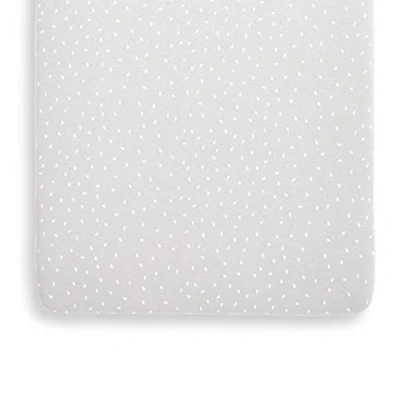 Image of The Little Green Sheep Printed Linen Crib Sheet, Lightweight &amp; Breathable, Dove with White Rice Print