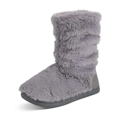 Image of Polar Womens Slipper Boots with Sherpa Lining Memory Foam Indoor Bootie Anti Slip Rubber Sole Soft, Warm and Fluffy House Ankle Boot Slippers Grey Fur AYC0843/UK7