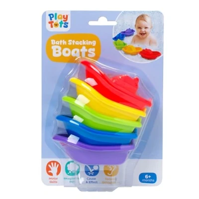Image of John Adams Play Tots Bath Stacking Boats 5 colourful boat Toys that float, link and stack, perfect for bathtime fun! Baby Toddler Ages 6m+