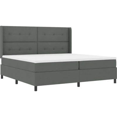 Image of vidaXL Box Spring Bed with Mattress Dark Grey 200x200 cm Fabric