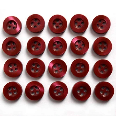 Image of Shiny 4 Hole Shirt Buttons 11mm Wide Pack of 20 (Burgundy)