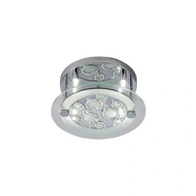 Image of Destello Ceiling Round with Circle Pattern 4 Light Polished Chrome, Crystal