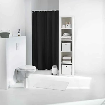 Image of Douceur d&#039;Intérieur PEVA Shower Curtain 180 x 200 cm, pewter, Black