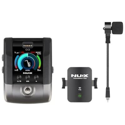 Image of NU X B 6 Pro Wireless Saxophone &amp; Trumpet Microphone System Professional 2.4GHz Digital Audio with Rechargeable Transmitter, Effects Loop, Tuner, and EQ Presets